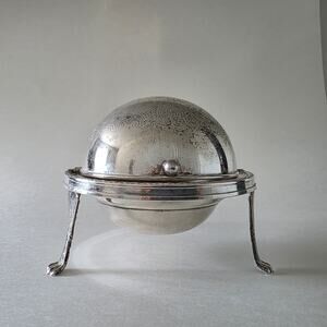 Vintage Silver Plate Dome Caviar Dish Made in England Missing Glass Insert